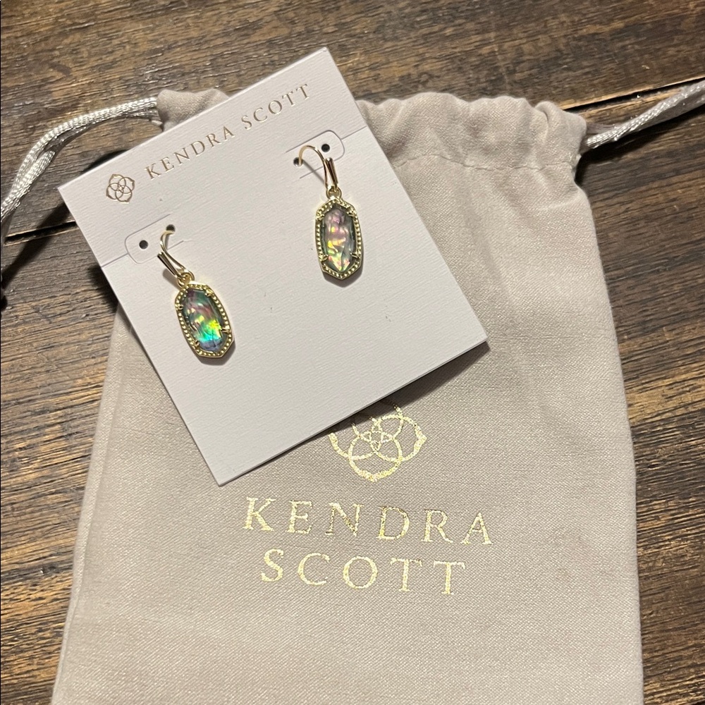 New Kendra Scott Gold Earrings with Iridescent Stones